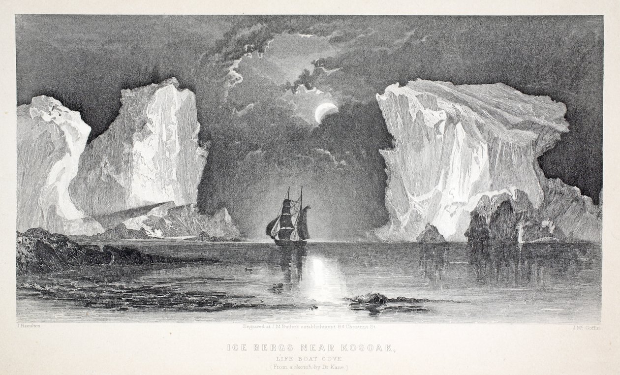 Icebergs near Kosoak, Life Boat Cove, ilustrace z 