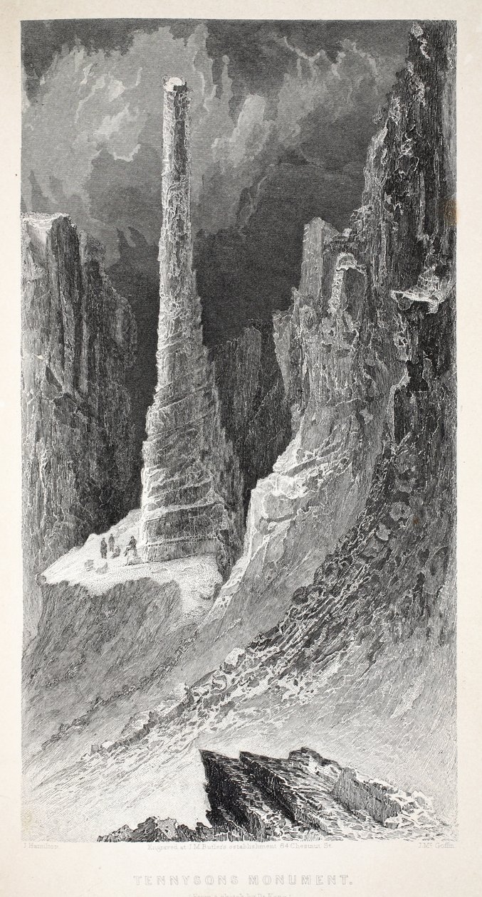 Tennysonův pomník, ilustrace z knihy "The second Grinnell Expedition in Search of Sir John Franklin...", 1856 od Elisha Kane