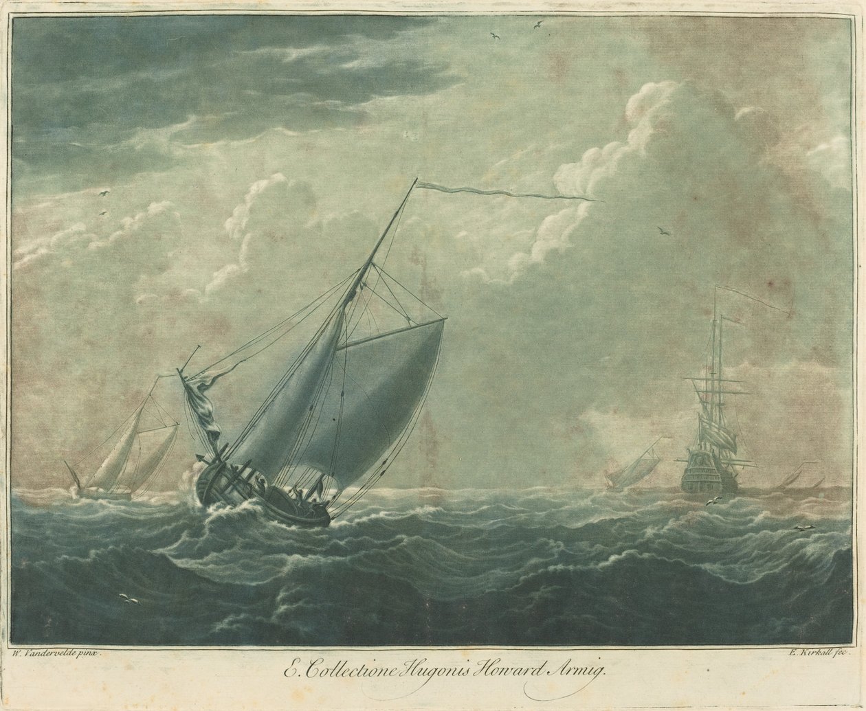 Přepravní scéna ze sbírky Huga Howarda od Elisha Kirkall after Willem van de Velde the Elder