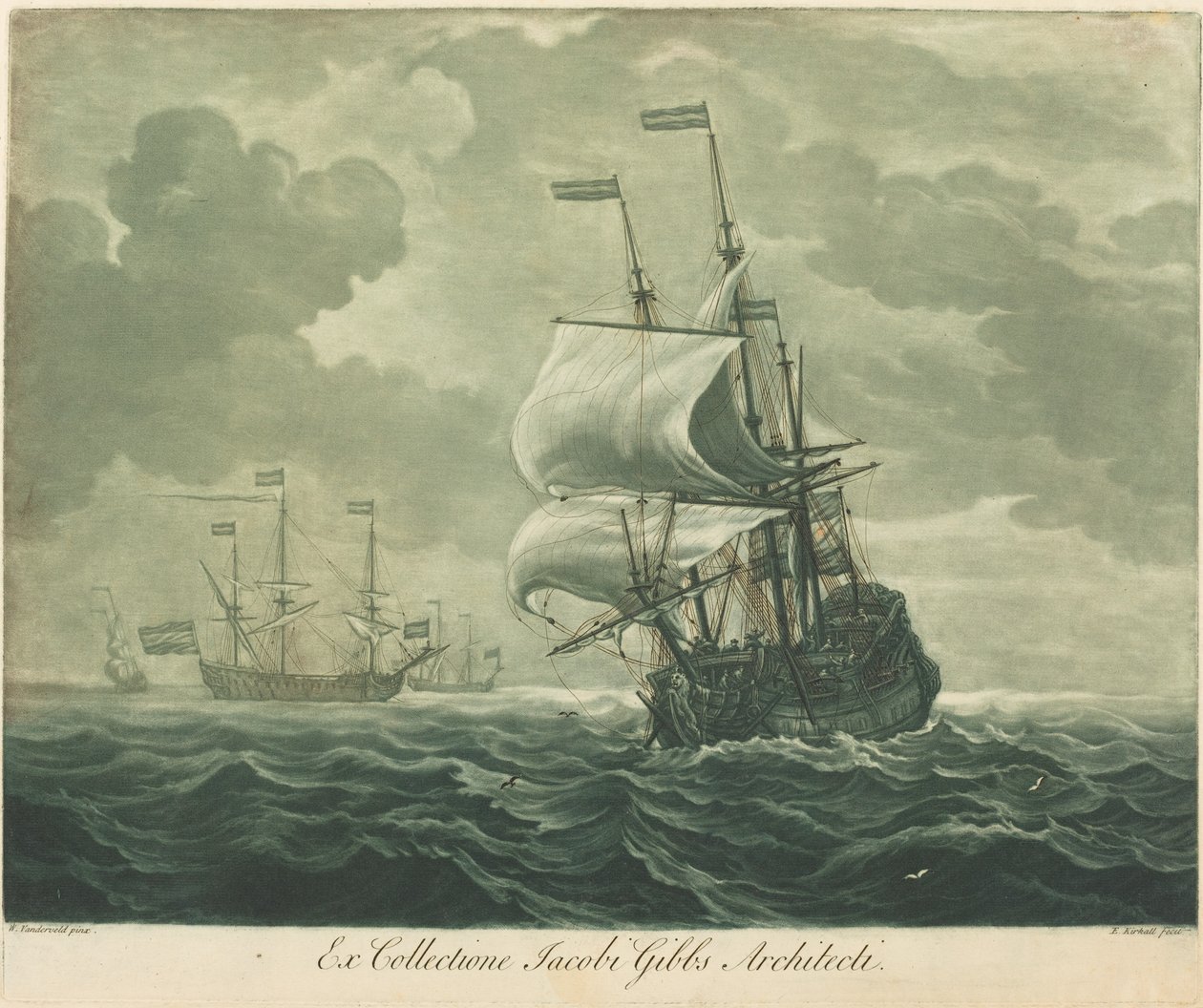 Přepravní scéna ze sbírky Jacoba Gibbse od Elisha Kirkall after Willem van de Velde the Elder