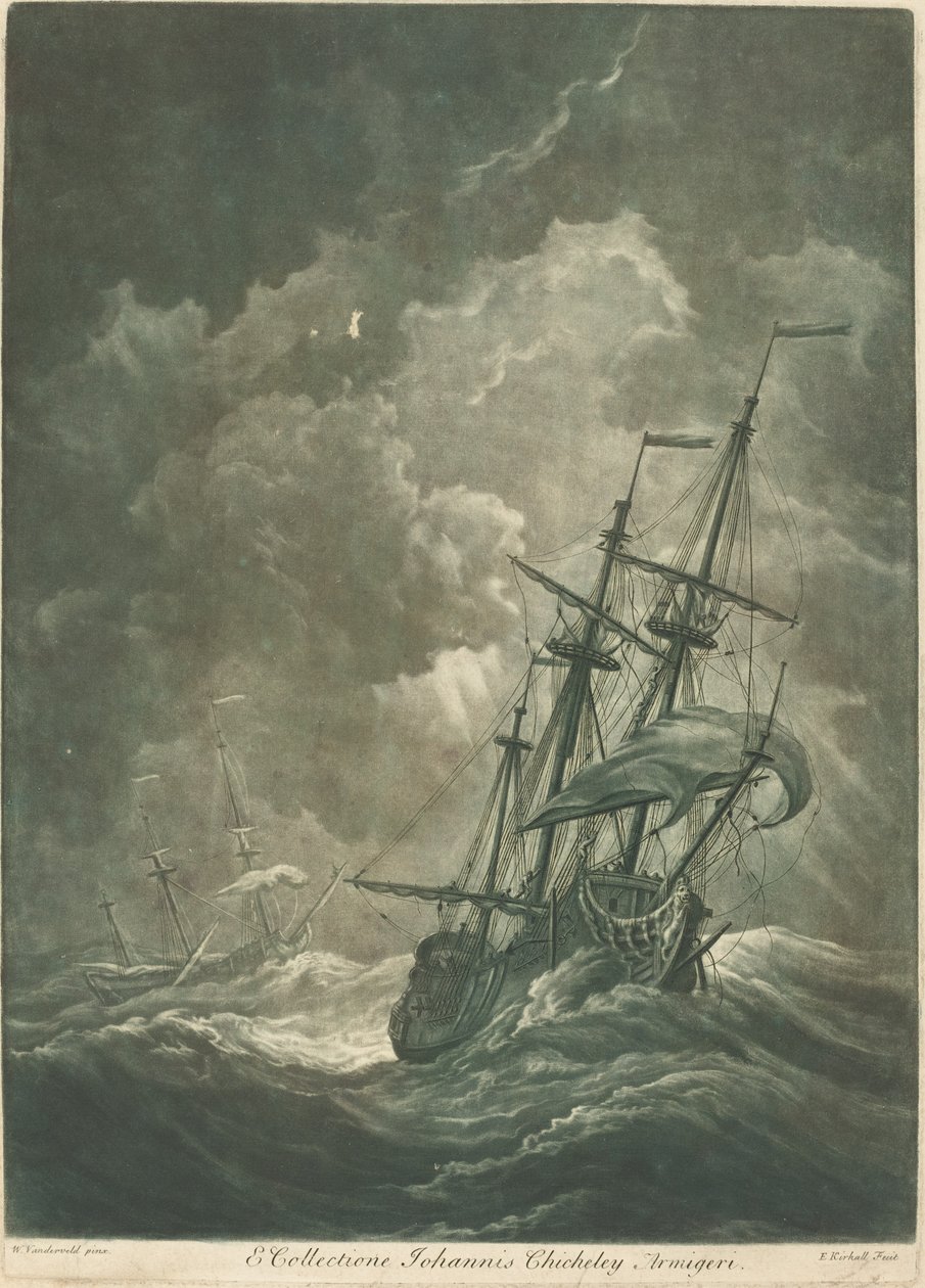 Přepravní scéna ze sbírky Johna Chicheleyho od Elisha Kirkall after Willem van de Velde the Elder