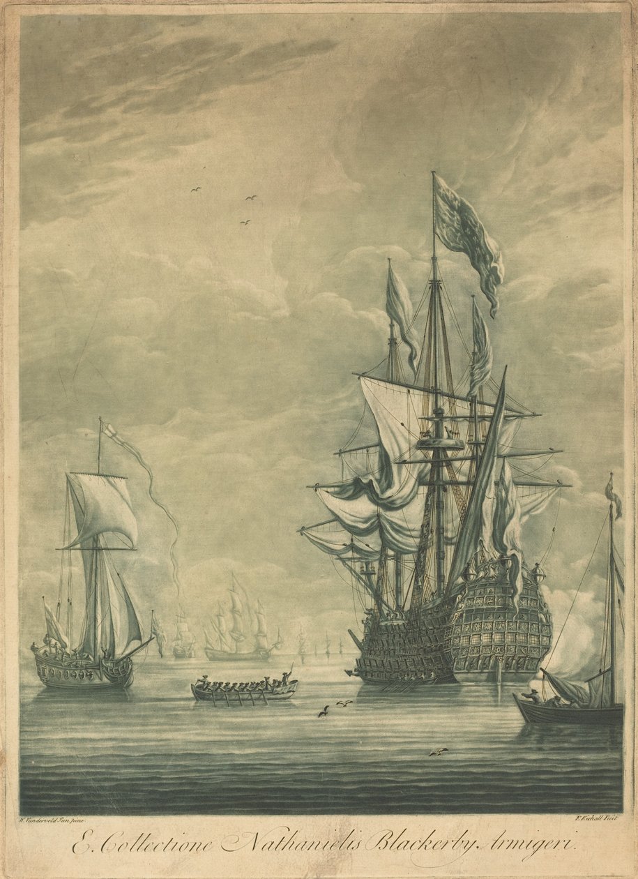 Přepravní scéna ze sbírky Nathaniela Blackerbyho od Elisha Kirkall after Willem van de Velde the Younger