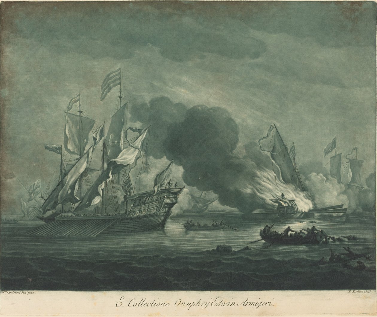 Přepravní scéna ze sbírky Onuphrije Edwina od Elisha Kirkall after Willem van de Velde the Elder