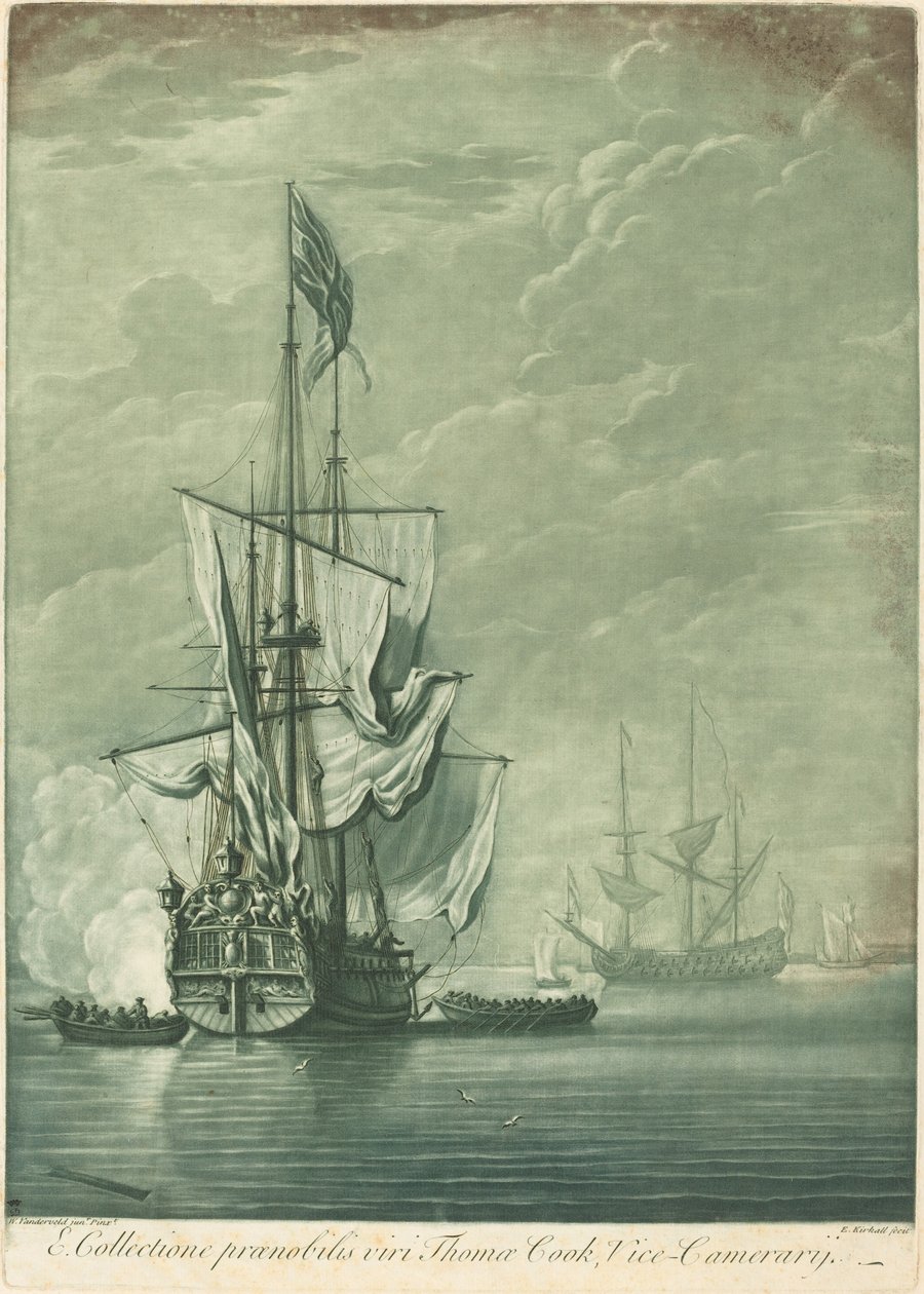 Přepravní scéna ze sbírky Thomase Cooka od Elisha Kirkall after Willem van de Velde the Elder