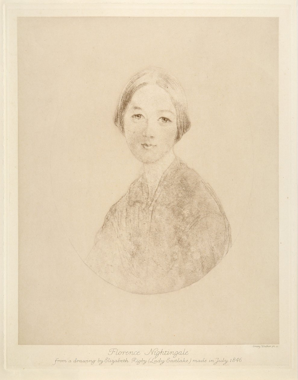 Florence Nightingale, vyryl Emery Walker, 1846 od Elizabeth Rigby