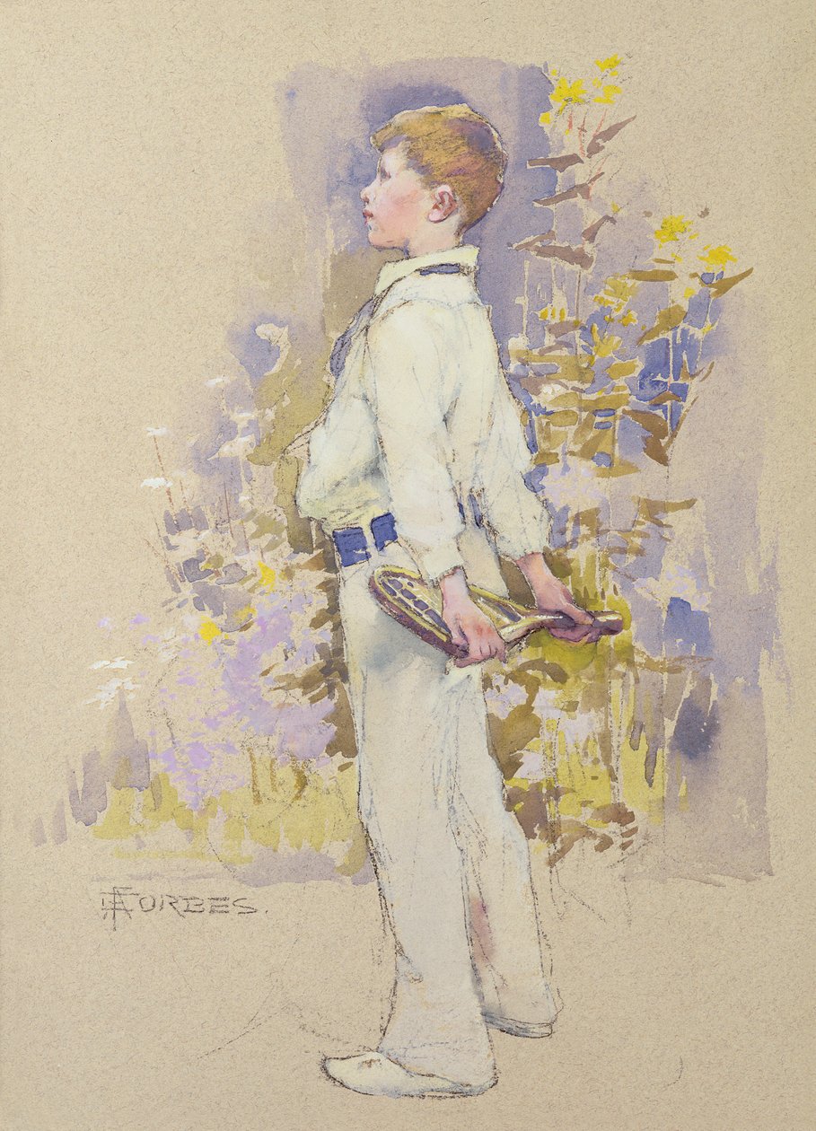 Alec in Whites (akvarel na papíře) od Elizabeth Adela Stanhope Forbes