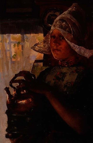 Betje, holandská dívka (olej na panelu) od Elizabeth Adela Stanhope Forbes