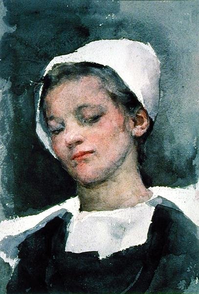 Louise, Bretaňka (akvarel na papíře) od Elizabeth Adela Stanhope Forbes