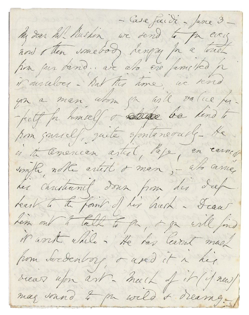 Autogram dopis Johnu Ruskinovi, Casa Giudi, Florencie, 3. června 1859 od Elizabeth Browning