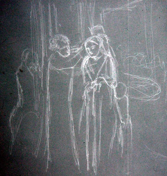 U mlynářů (tužka na papíře) od Elizabeth Eleanor Siddal