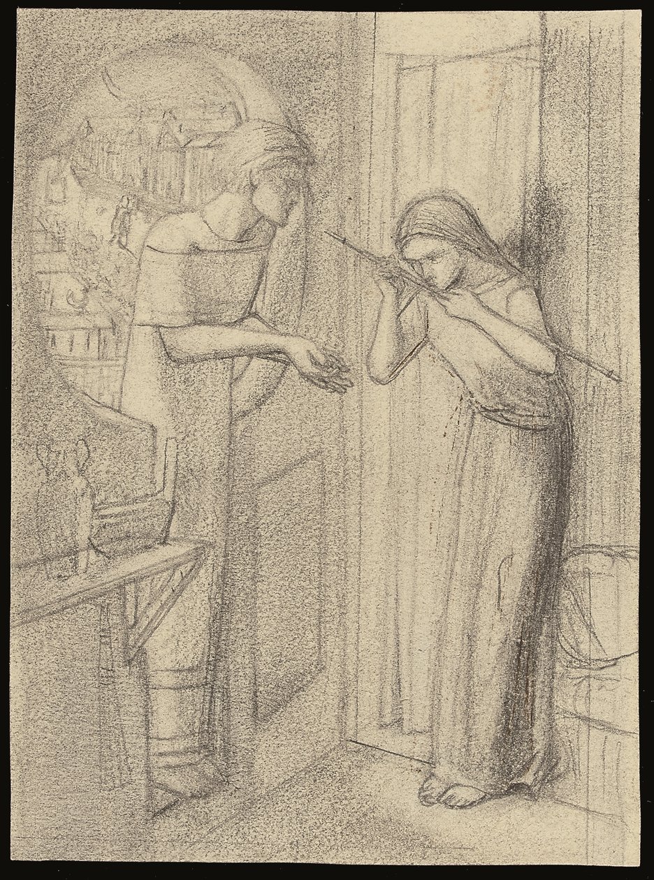 Clerk Saunders (tužka na papíře) od Elizabeth Eleanor (1834 62) Siddal