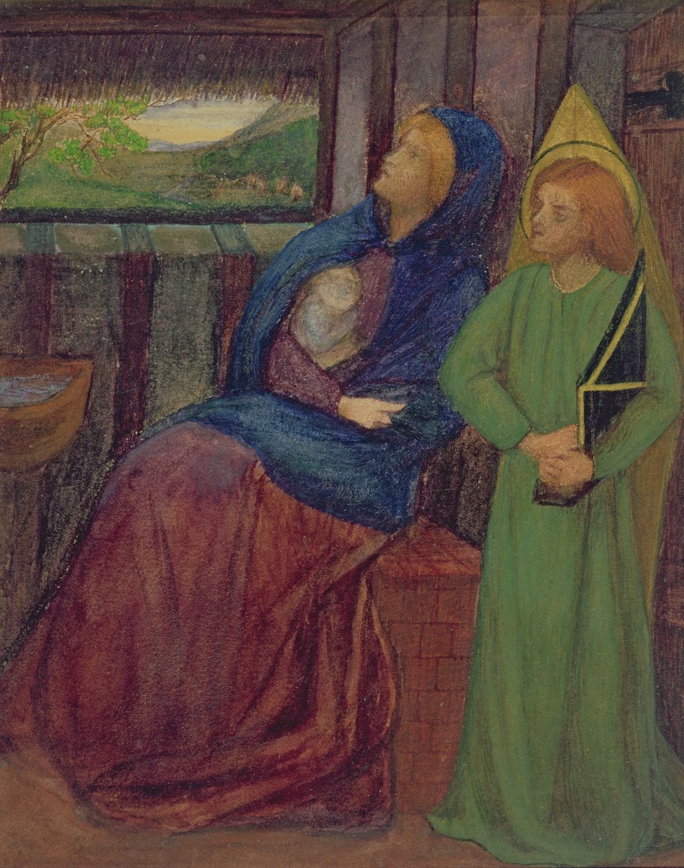 Svatá rodina, kolem roku 1856 (akvarel na papíře) od Elizabeth Eleanor Siddal