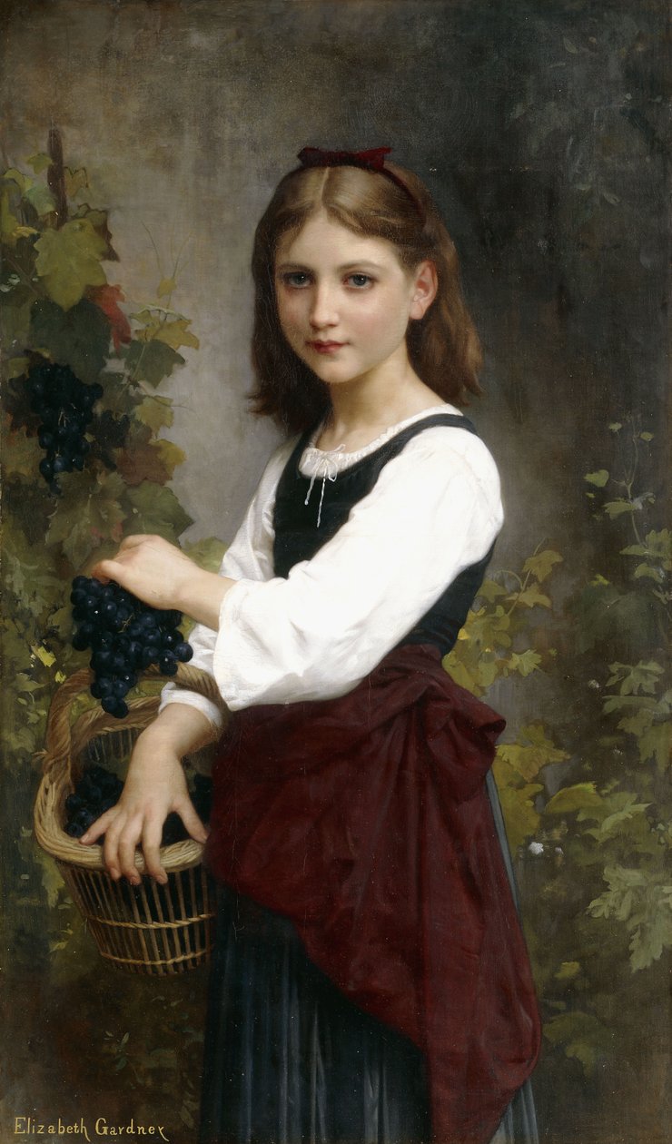 Mladá dívka drží košík hroznů, od Elizabeth Jane Gardner Bouguereau