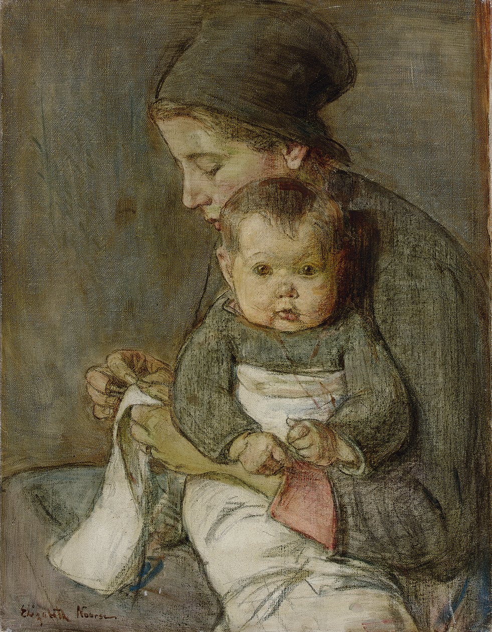 Matka a dítě (olej na plátně) od Elizabeth Nourse