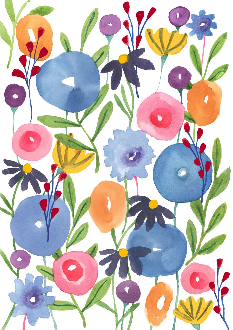 Boho Flowers, 2018 (akvarel) od Elizabeth Rider
