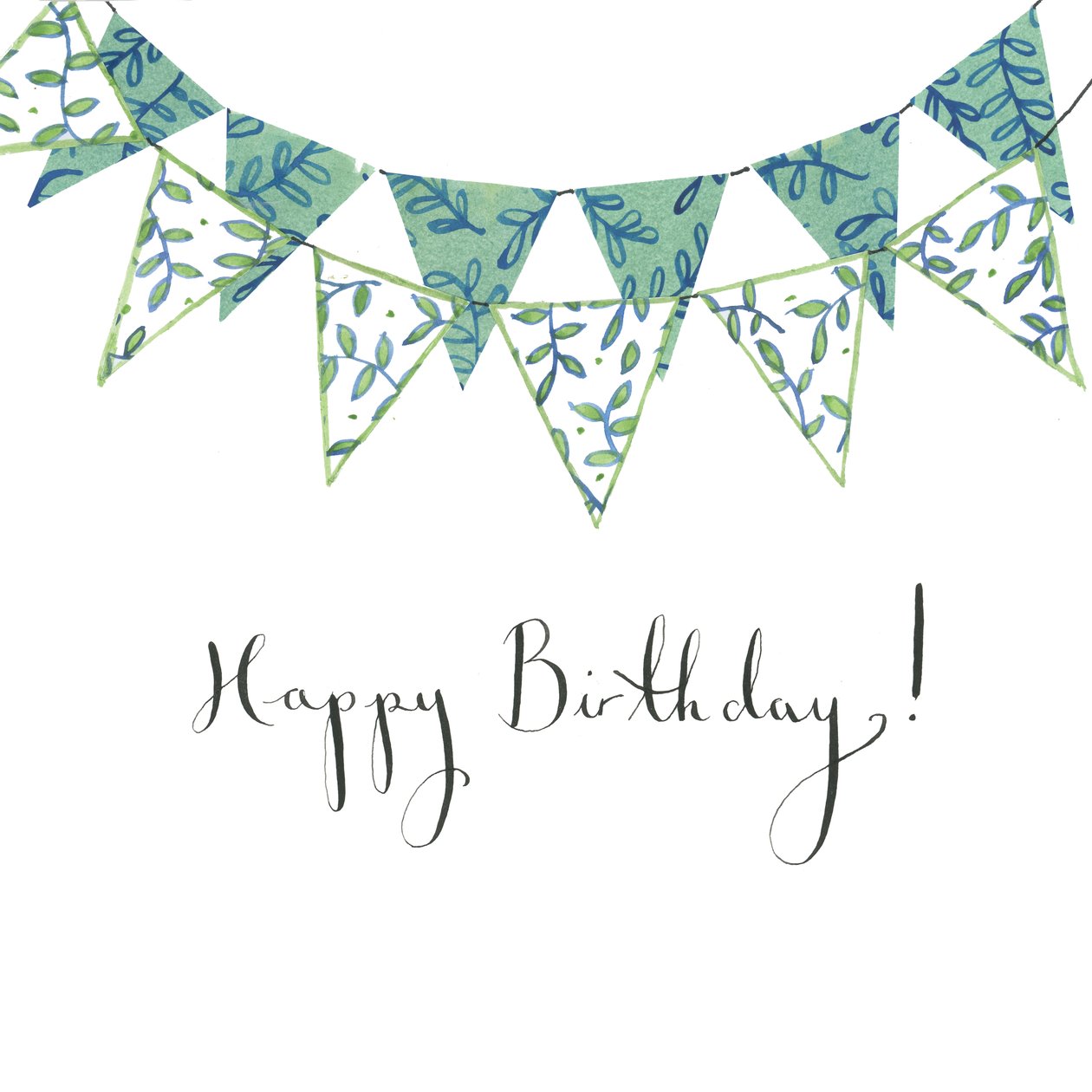 Happy Birthday Bunting, 2018 (akvarel a koláž) od Elizabeth Rider
