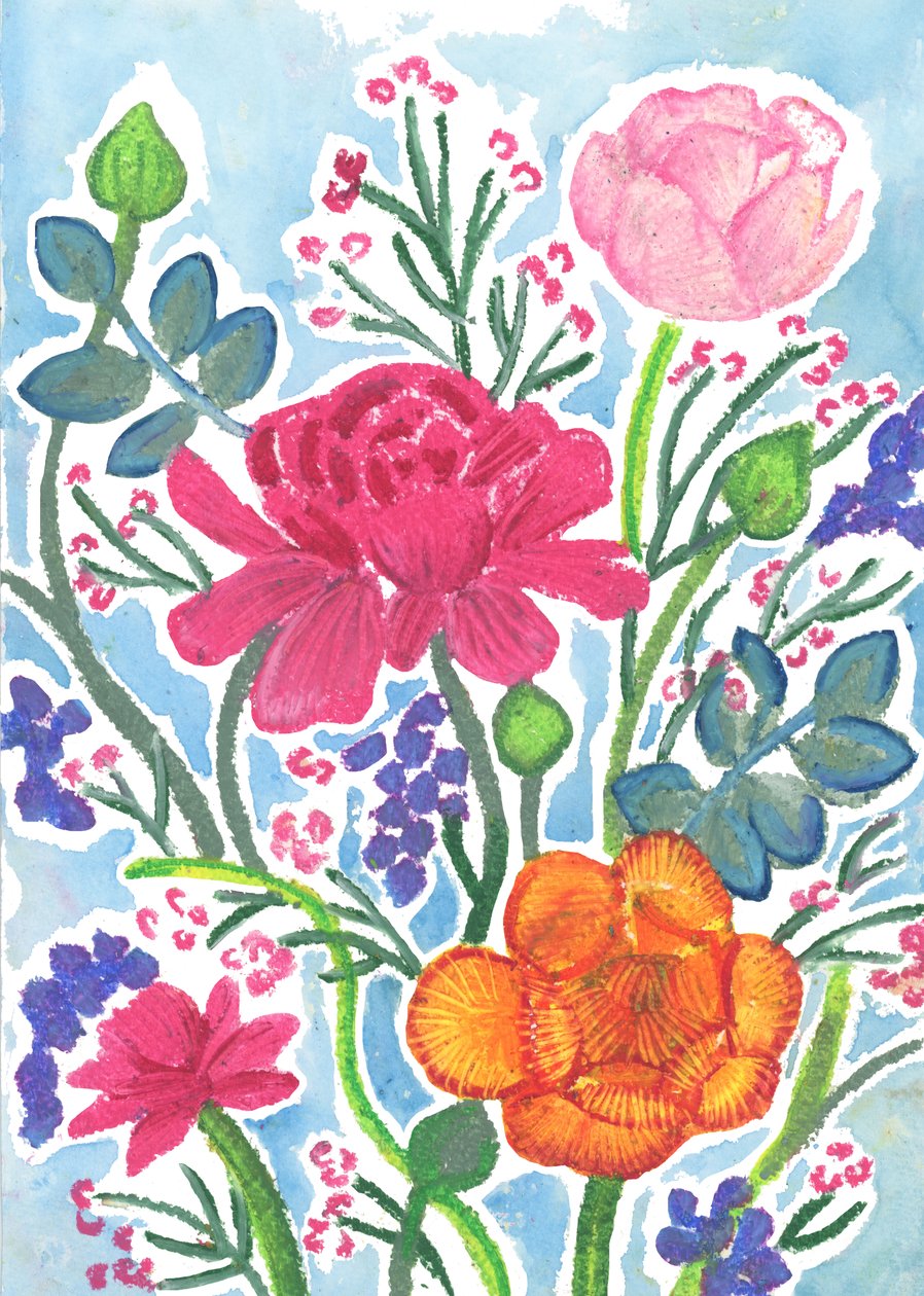 Ranunculus, 2018 (olejový pastel) od Elizabeth Rider