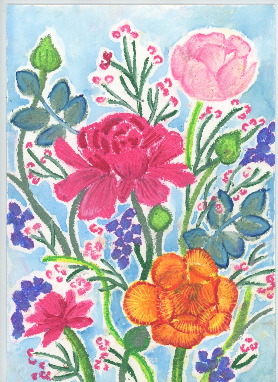 Kytice pryskyřníků, 2018 (olejový pastel) od Elizabeth Rider