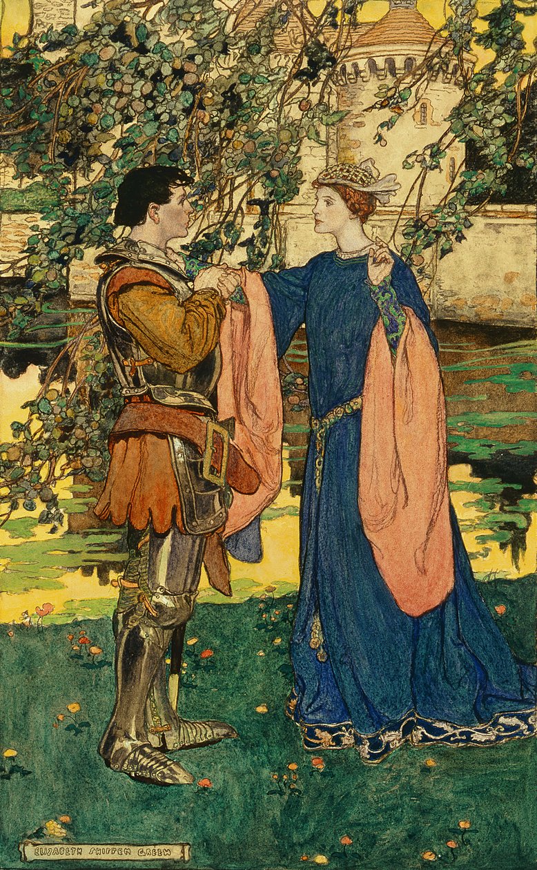 "Díval se na ni, jeho tvář hořela" (tužka, tuš a akvarel na papíře) od Elizabeth Shippen Green