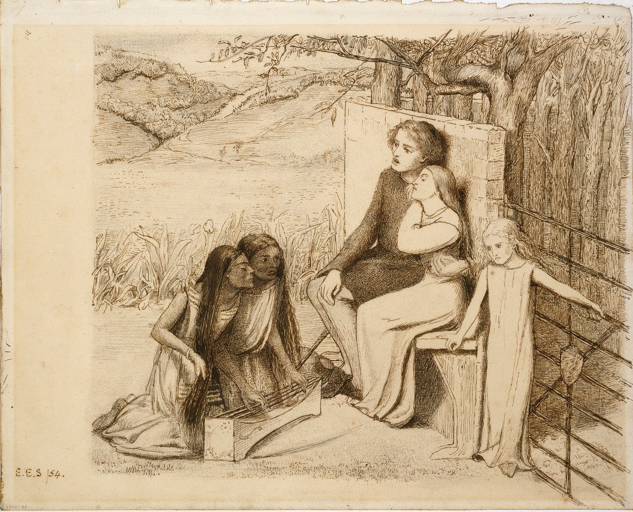 Dva milenci, 1854 od Elizabeth Siddal
