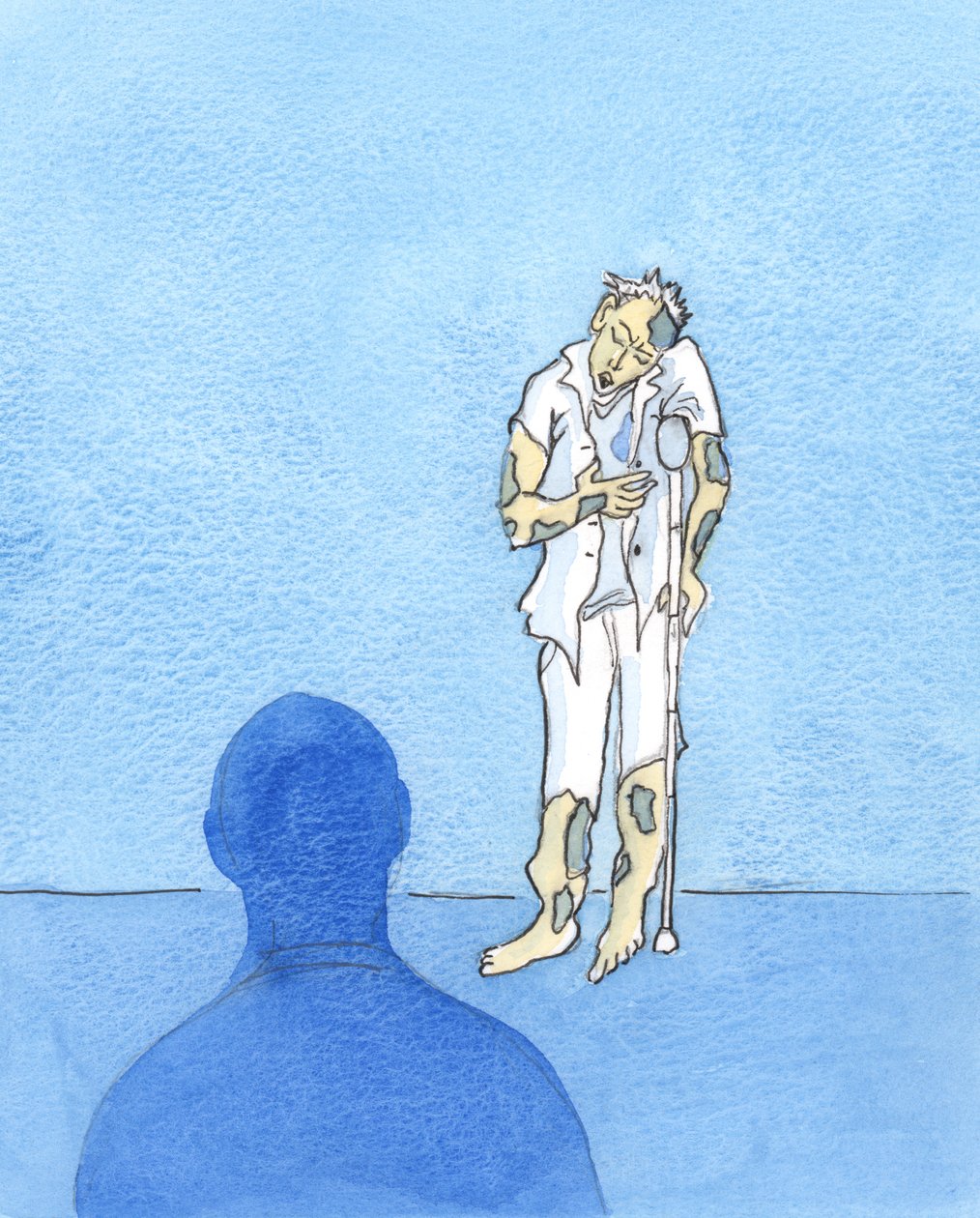 Velmi hříšný člověk je v žalostném stavu, v Božích očích a v „dohledu“ těch, kterým Bůh dovolil „číst“ duše – jako nejnemocnější z nemocných lidských bytostí, 2003 (bez papíru) od Elizabeth Wang