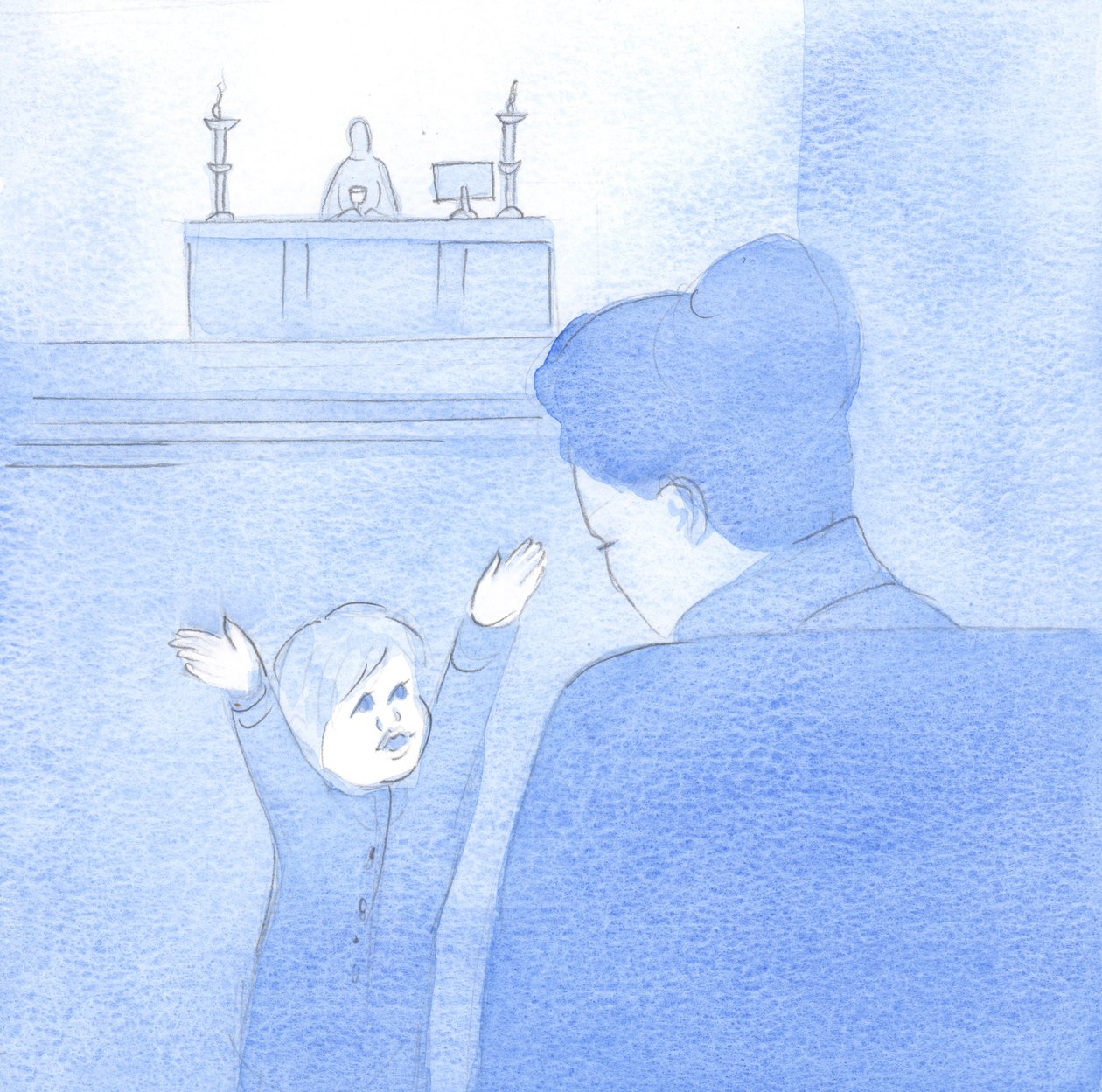 Poté, co mě jedno dítě objalo, mi Kristus vysvětlil, že Jeho láska je stejná – je čistá, prostá a něžná. Touží po mém blahobytu., 2001 (bez papíru) od Elizabeth Wang