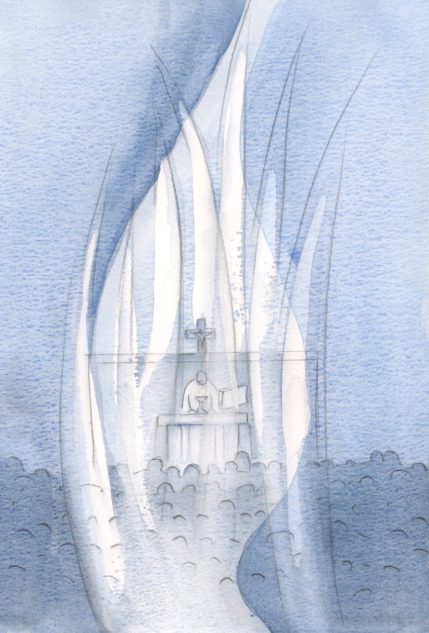 Andělé uctívají všude, kde je přítomen Kristus, tma nebo chlad neodolá., 2001 (bez papíru) od Elizabeth Wang
