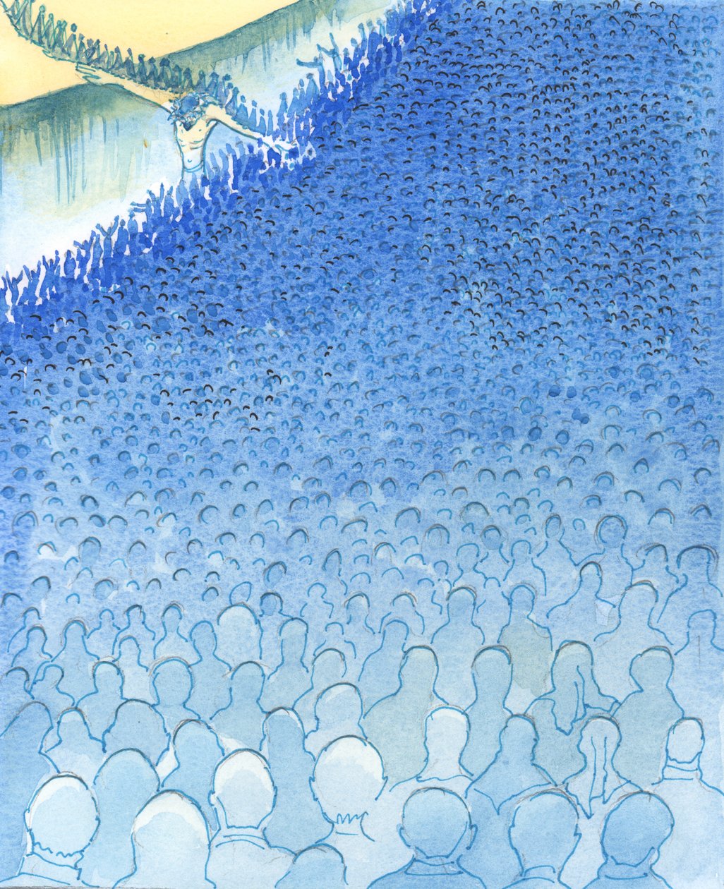 Jak se lidé pohybují směrem ke smrti a Propasti, někteří nevidí most na druhou stranu, 2003 (bez papíru) od Elizabeth Wang