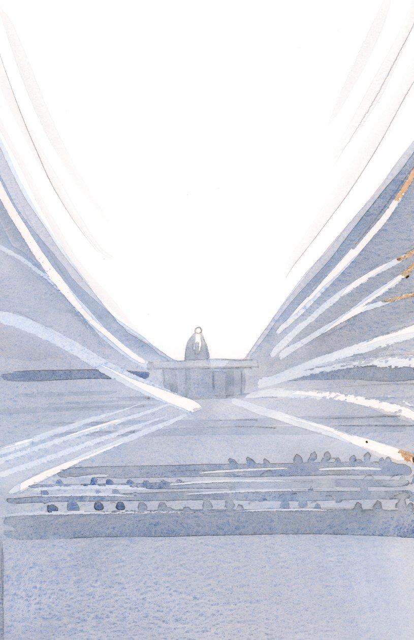 Při mši obětuje Kristus, ve světle a nádheře, uprostřed Jeho tiché a neviditelné společnosti., 2001 (bez papíru) od Elizabeth Wang