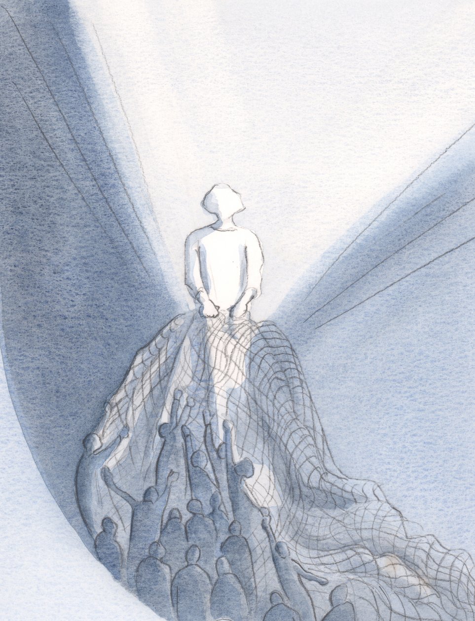 Při mši, jako rybář, Ježíš přitahuje do svého království ty, kteří ho milují, 2001 (bez papíru) od Elizabeth Wang