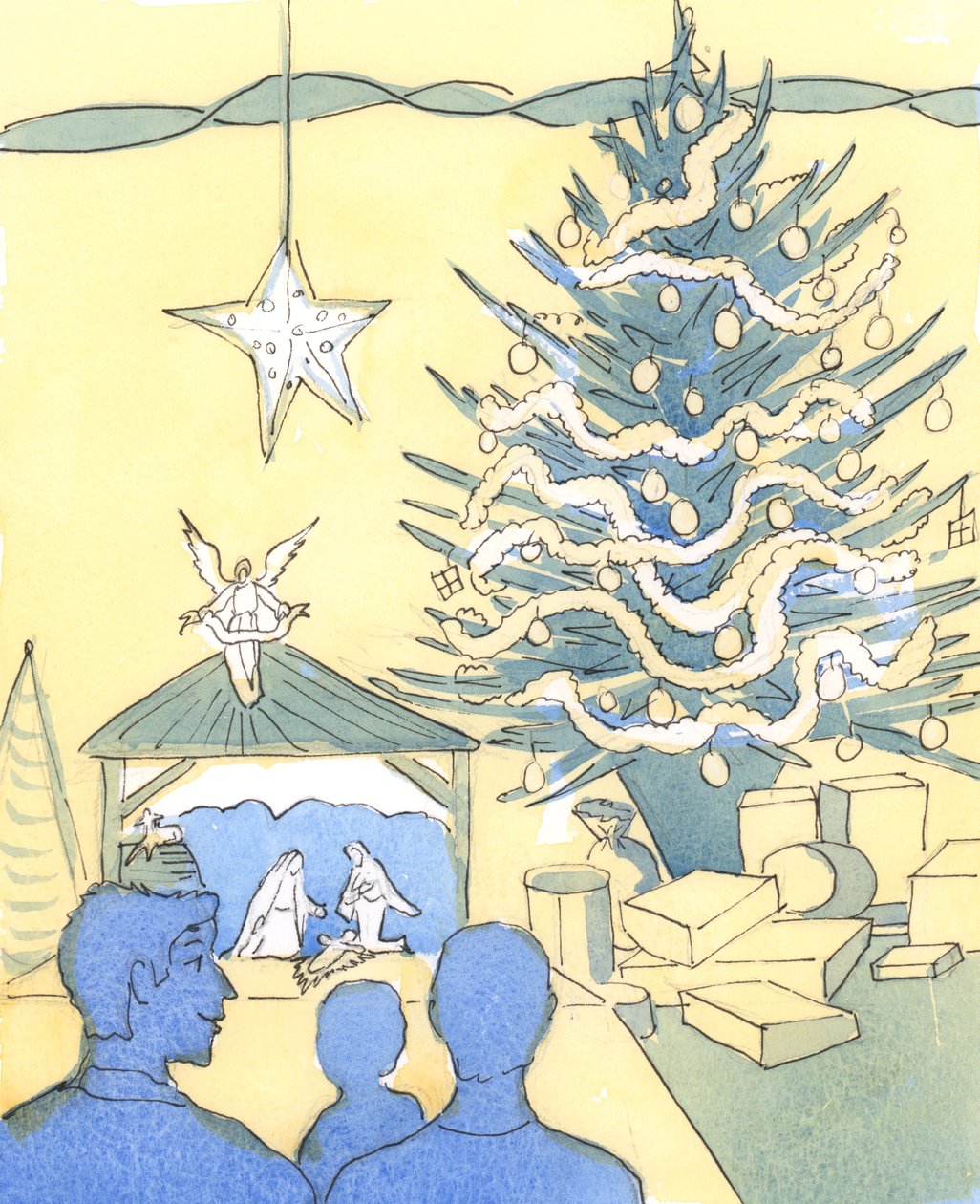 Kristus přišel na zem, aby se narodil v chudobě, kvůli nám; přesto potřebujeme hodovat a také se postit v Jeho církvi, 2004 (bez papíru) od Elizabeth Wang