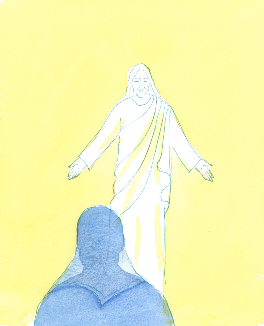 Kristus na mě hleděl s nesmírnou láskou a něhou, když jsem vyjádřil svou lítost a lásku, 2003 (bez papíru) od Elizabeth Wang
