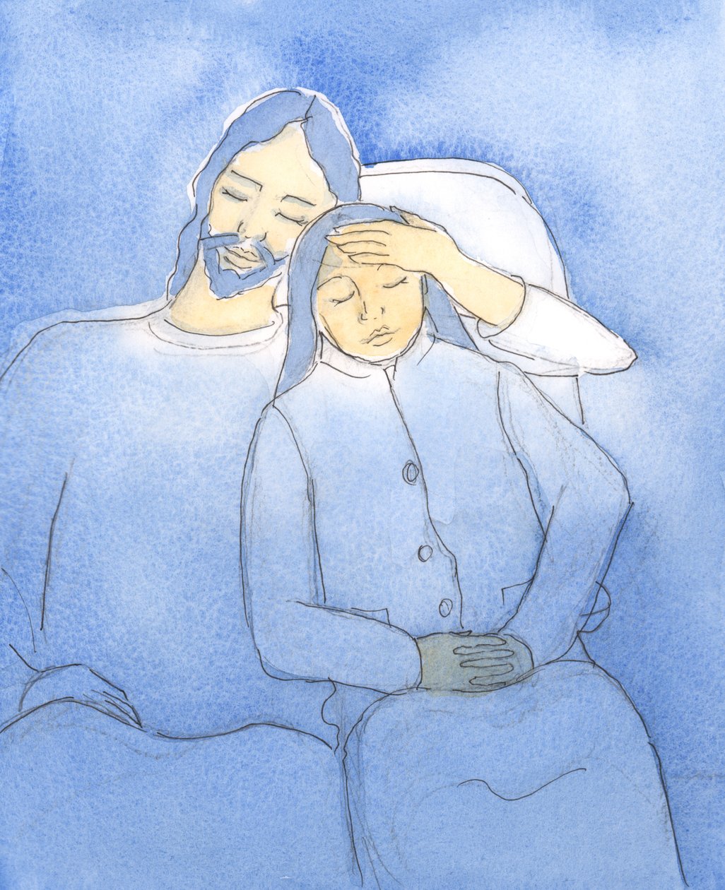 Kristus rád vítá své přátele ve svatém přijímání, 2004 (bez papíru) od Elizabeth Wang