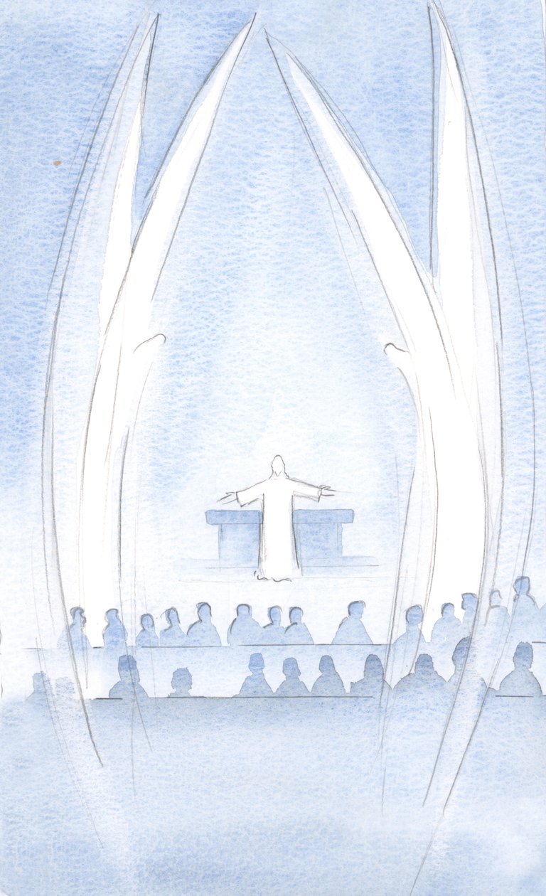 Kristus, náš vzkříšený Pán, byl přítomen jsme my, v Jeho slávě a moci, střeženi Jeho svatými anděly, 2000 (bez papíru) od Elizabeth Wang