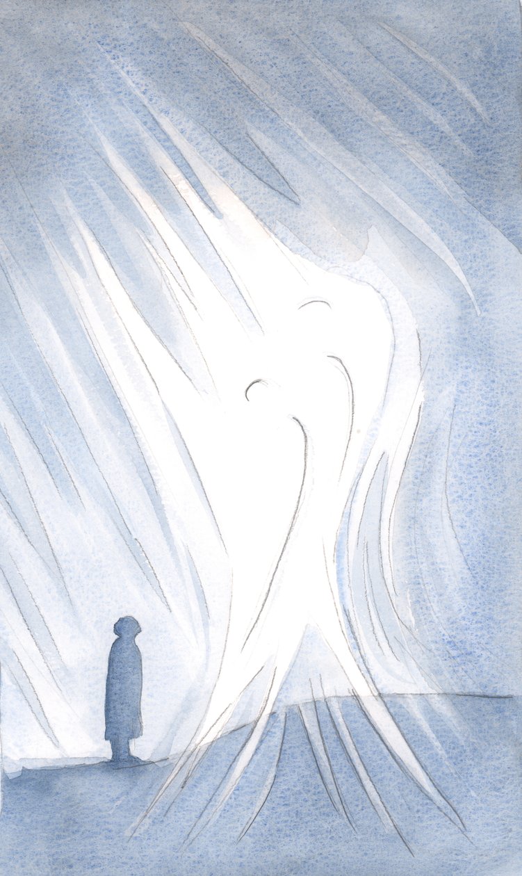 Svatí andělé nás chrání, stojící v úctě vedle každého, kdo září Kristovou přítomností, 2000 (bez papíru) od Elizabeth Wang