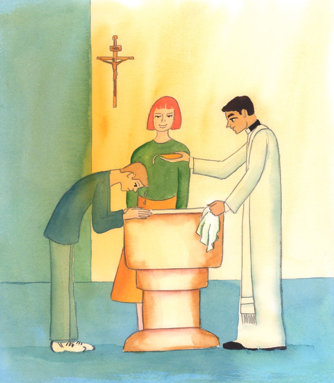 Při křtu je člověk učiněn vlastním Božím dítětem – „adoptován“ – transformován, zmocněn Duchem svatým, 2004 (bez papíru na papíře) od Elizabeth Wang