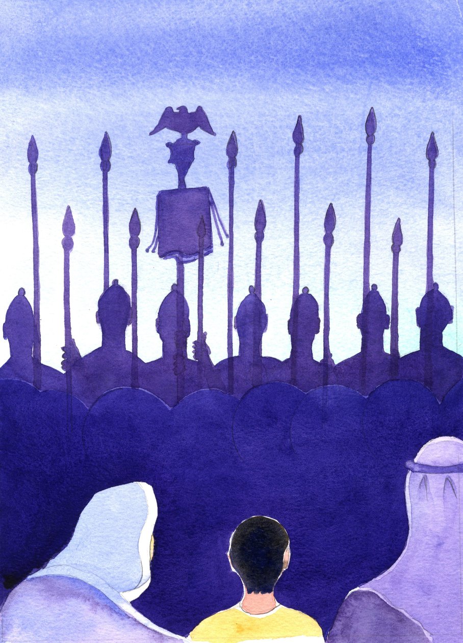 Ve svém dětství by byl Ježíš zvyklý vídat římské vojáky a ukřižování, 2001 (bez papíru) od Elizabeth Wang