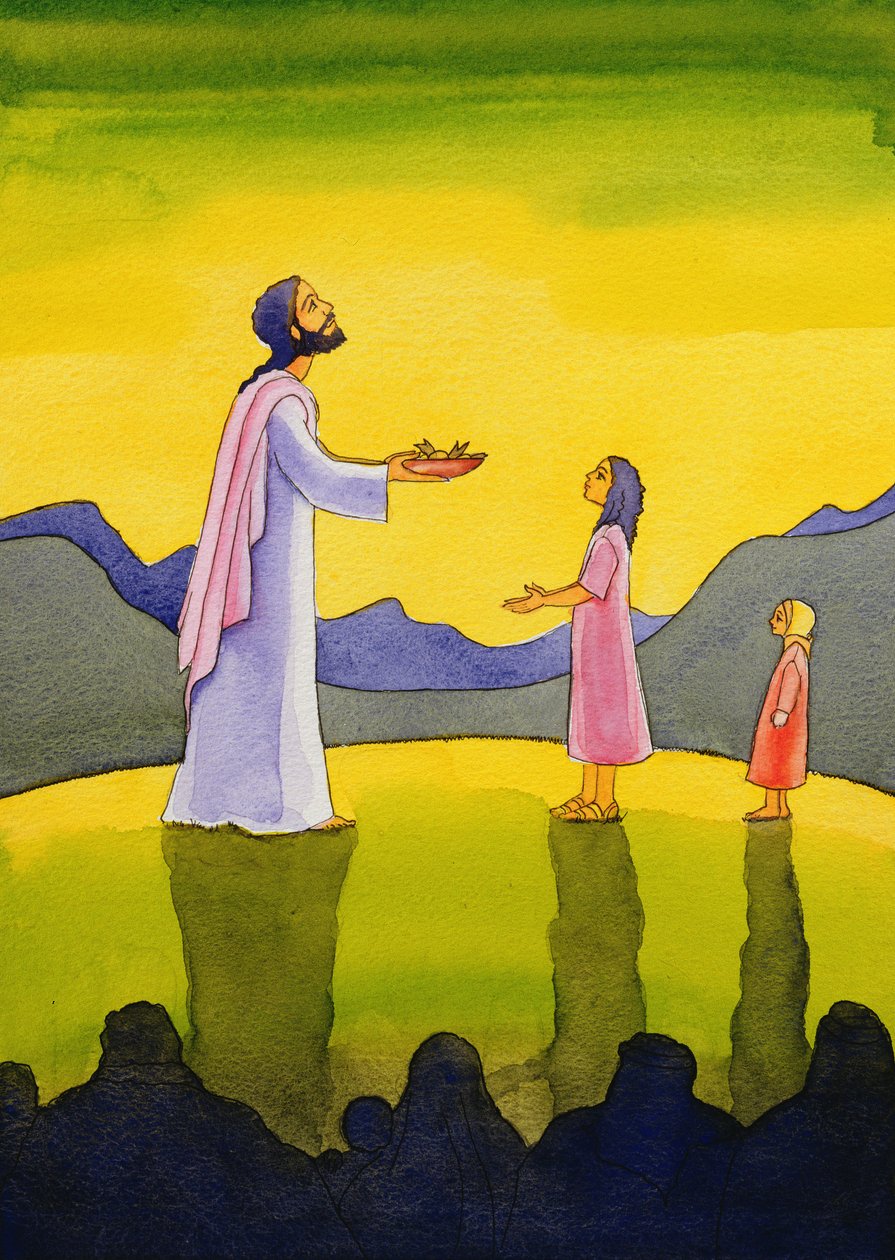 Ježíš Kristus provádí zázrak chlebů a ryb, 2004 (bez papíru) od Elizabeth Wang