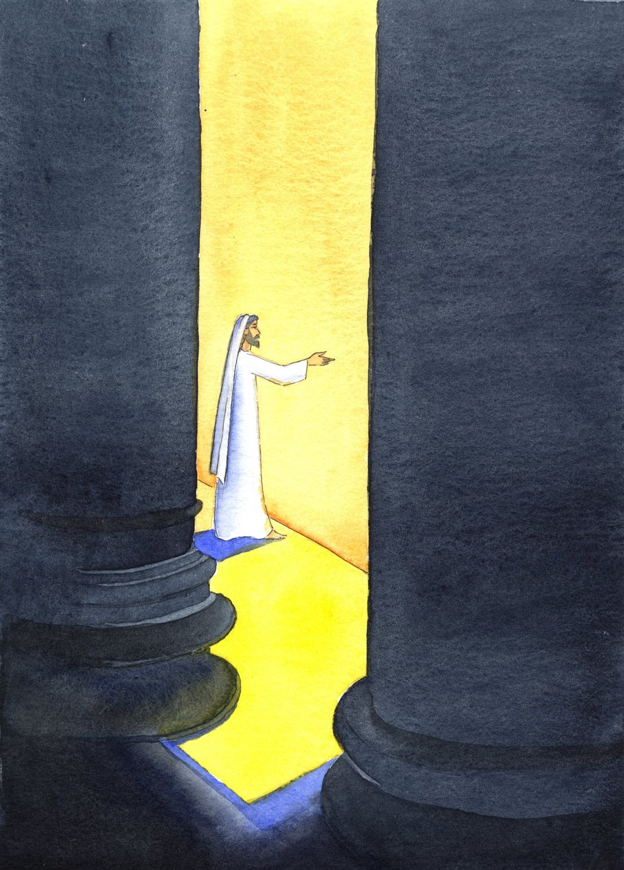 Ježíš Kristus kázal v chrámu a davy se držely jeho slov, 2001 (bez papíru) od Elizabeth Wang
