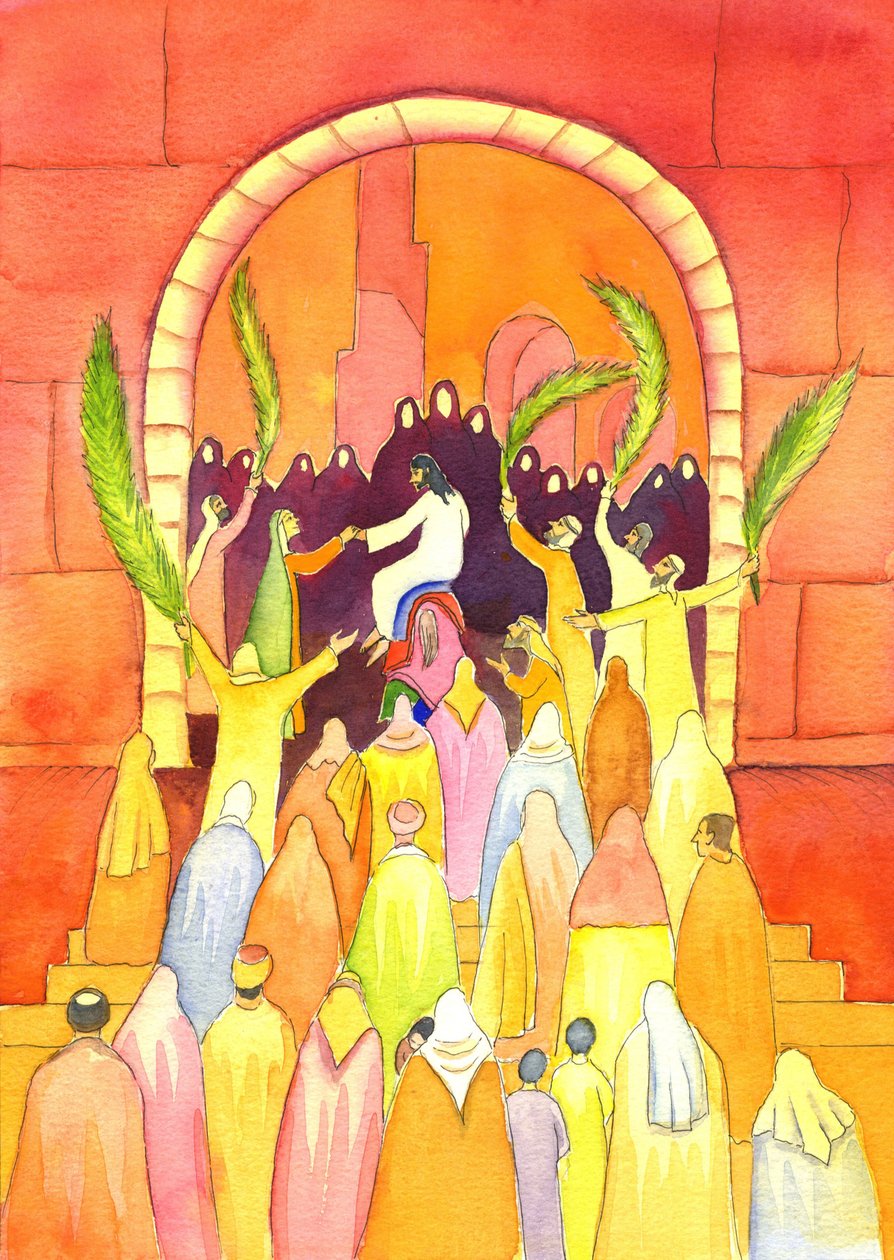 Ježíš vchází do Jeruzaléma v procesí (Květná neděle), 2001 (bez papíru) od Elizabeth Wang