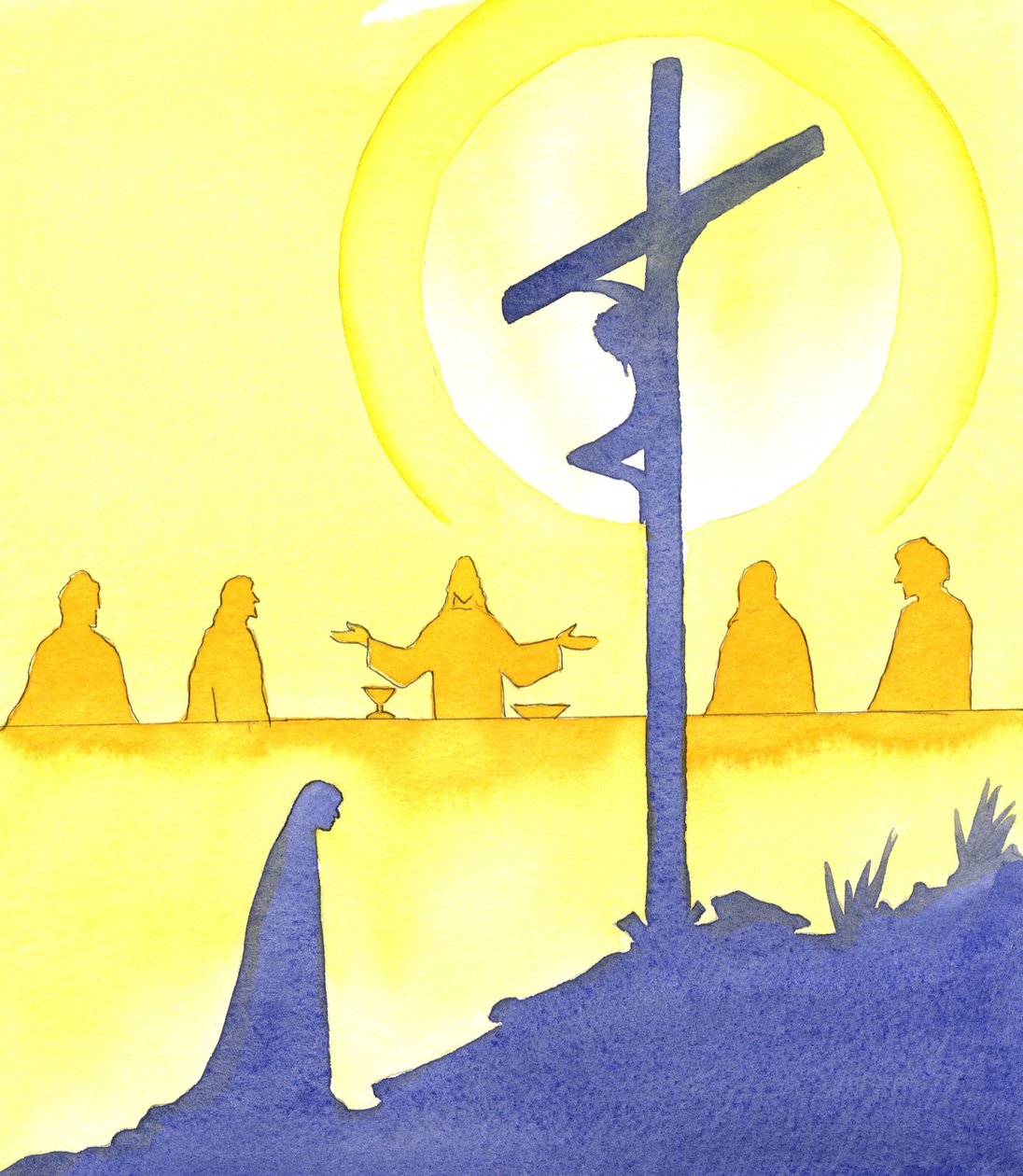 V noci před svou smrtí Ježíš ustanovil svatou Eucharistii při Poslední večeři v roce 2001 (bez papíru) od Elizabeth Wang