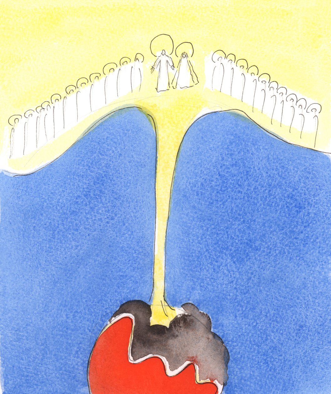 Pouze mocí, která se z nebe snáší na věrné duše, 2004 (akvarel na papíře) od Elizabeth Wang