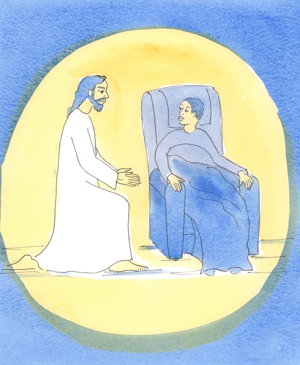 Pán přichází, aby byl s námi, když děláme „duchovní společenství“, 2004 (bez papíru) od Elizabeth Wang