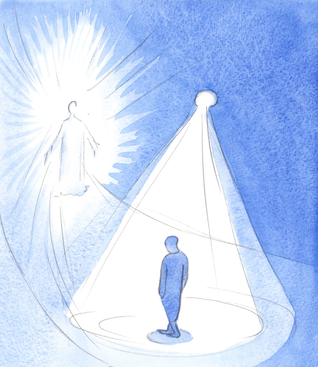 Duch Nejsvětější je jako lampa, zářící nad námi, když se vydáváme ke Kristu v nebi, 2001 (bez papíru) od Elizabeth Wang