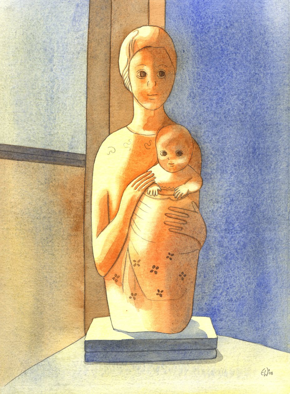 Panna a dítě, 2001 (w/c na papíře) od Elizabeth Wang