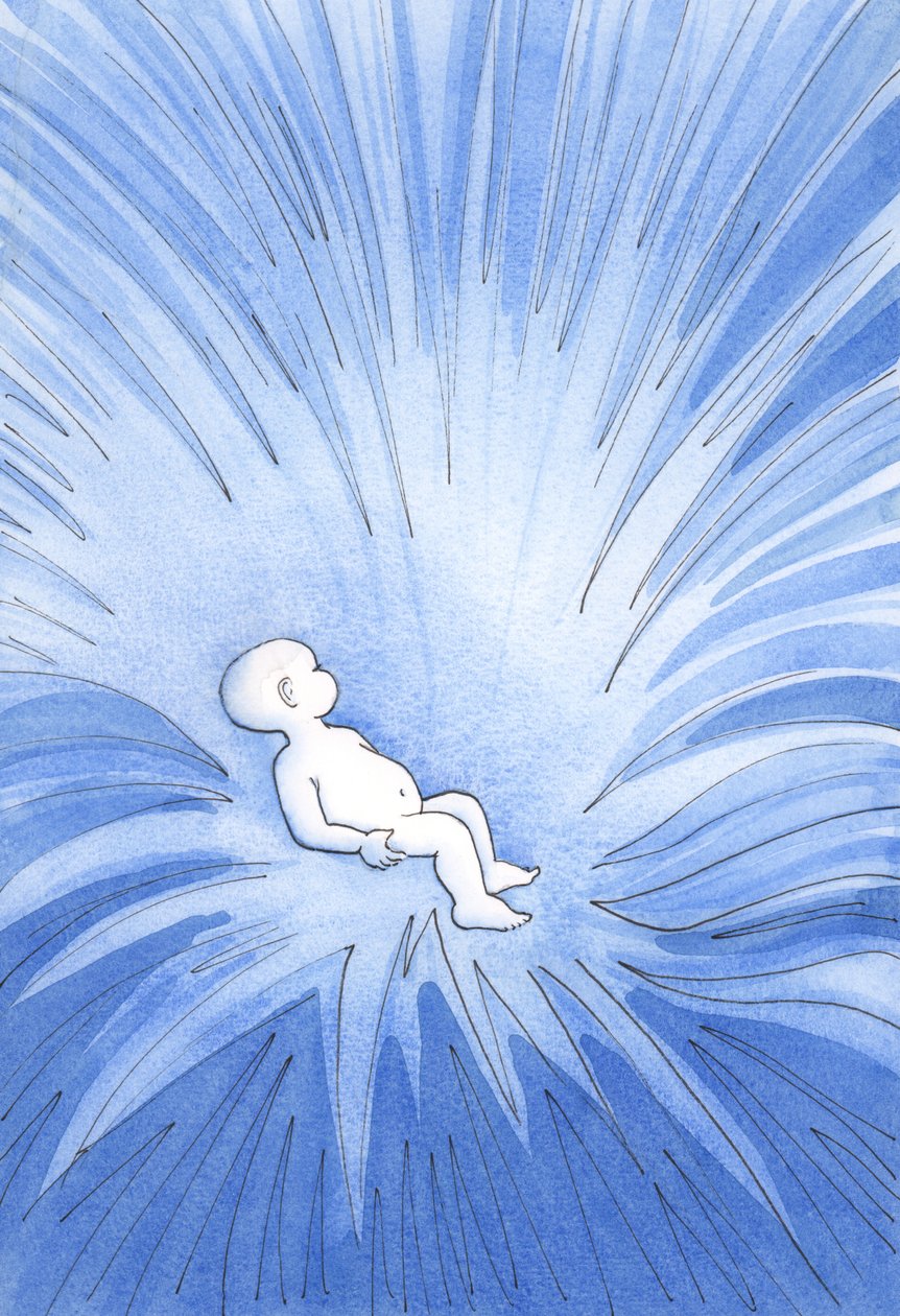 Skrze křest je božský život vylit do srdce dítěte a šíří se mezi ostatní, 2001 (bez papíru) od Elizabeth Wang