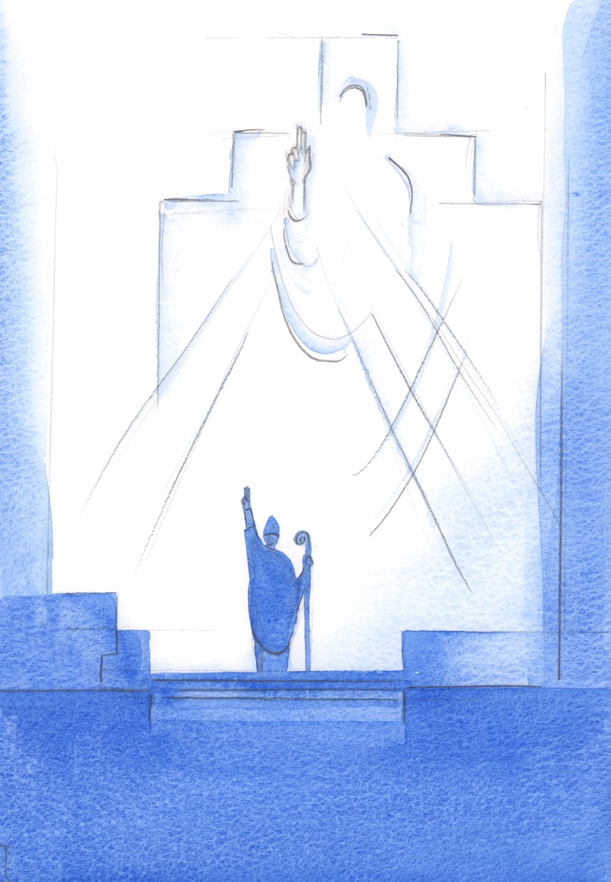 Skrze každého biskupa, který je ve společenství s papežem, nás Bůh Otec posvěcuje, učí a vede, 2002 (bez papíru) od Elizabeth Wang