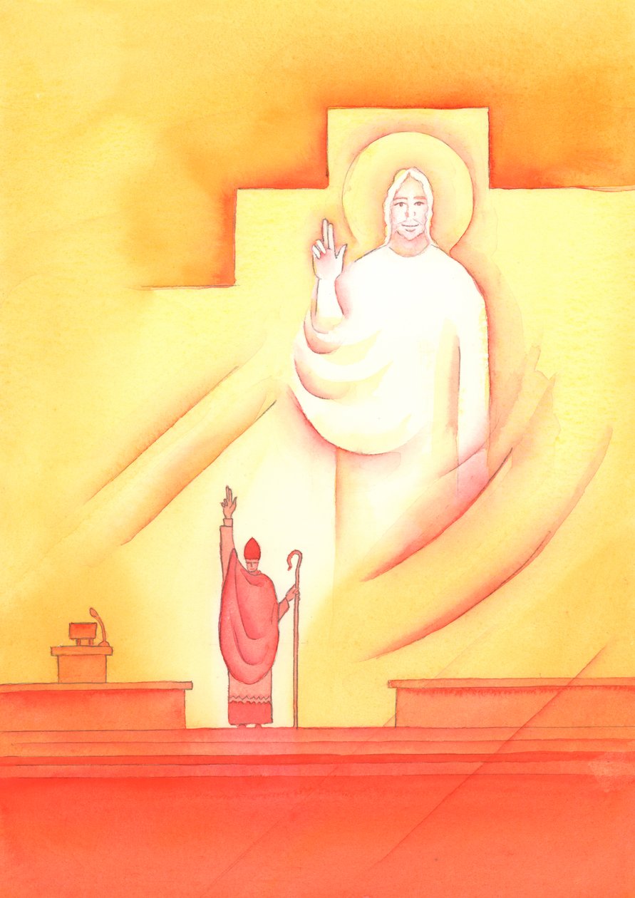 Skrze každého biskupa, který je ve společenství s papežem, nás Bůh Otec posvěcuje, učí a vede, 2002 (bez papíru) od Elizabeth Wang