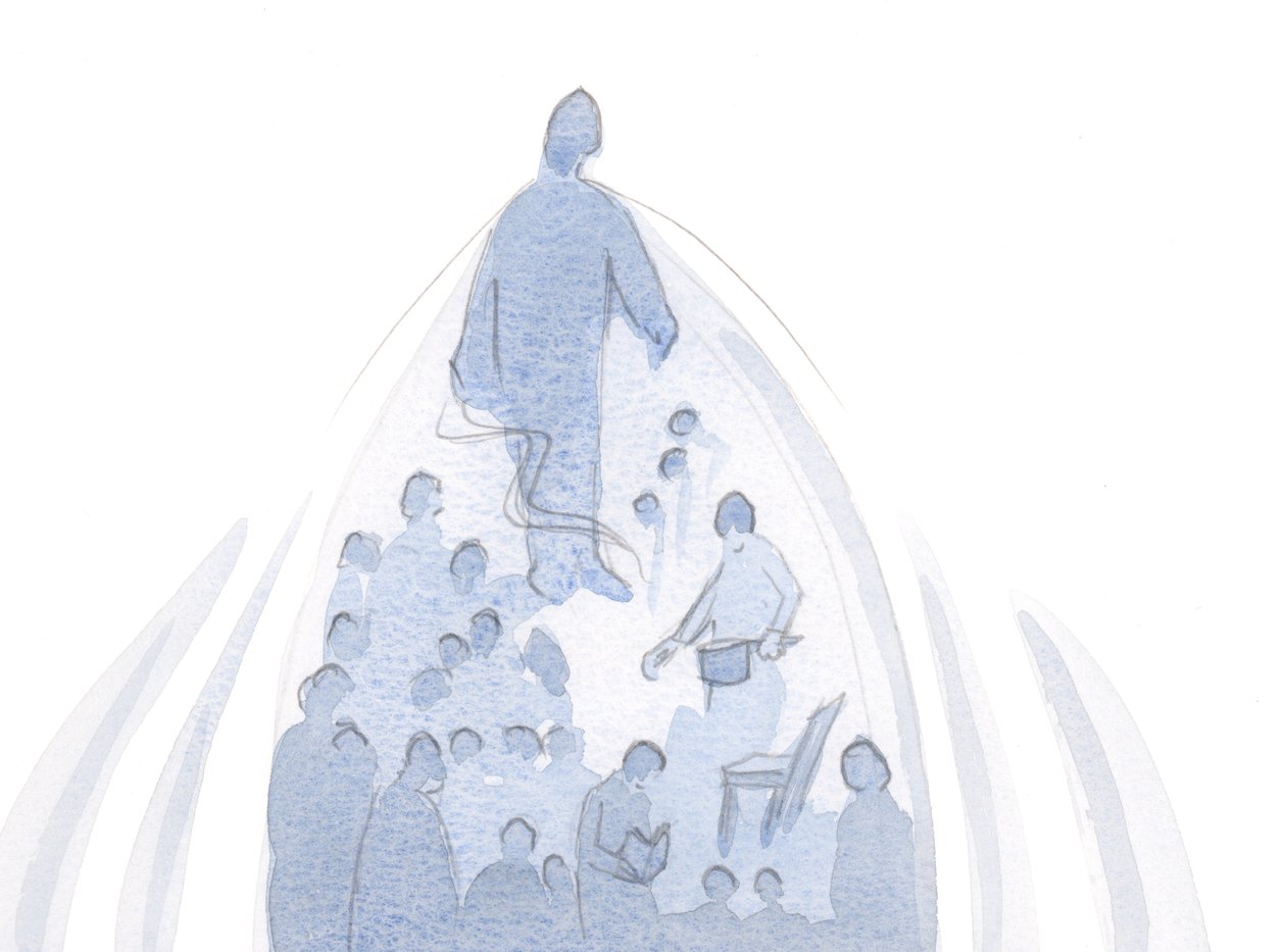 Když duše nabízí vše, v poctě Otci, všechno v tomto životě je taženo vzhůru, Bohem k sobě samému., 2001 (bez papíru) od Elizabeth Wang