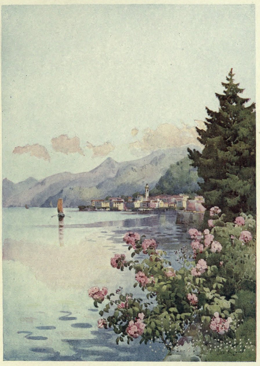 Bellagio z vily Melzi, Lago di Como, ilustrace z „Italských jezer“ od Richarda Bagota od Ella Du Cane